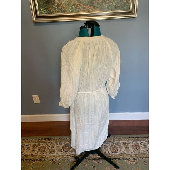 UNIQLO White 3/4 Sleeve Relaxed Button Down Shirt Midi Dress, NWOT, M - Picture 3 of 5
